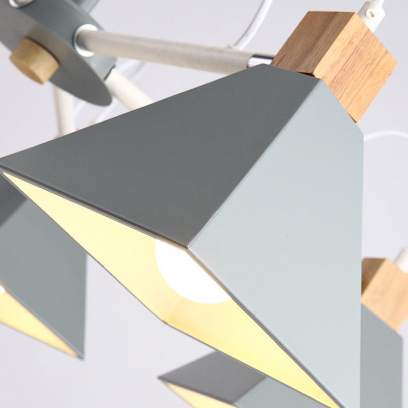 Triangle Bedroom Hanging Pendant Fixture Metal 6 Lights Chandelier - Rebooters