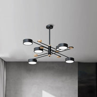 6 Lights Nordic Chandelier Gold Grey White Wood Lamp - Rebooters