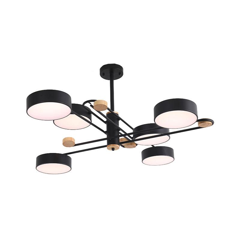 6 Lights Nordic Chandelier Gold Grey White Wood Lamp - Rebooters