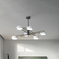 6 Lights Nordic Chandelier Gold Grey White Wood Lamp - Rebooters
