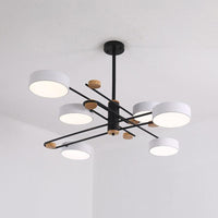 6 Lights Nordic Chandelier Gold Grey White Wood Lamp - Rebooters