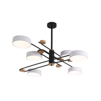 6 Lights Nordic Chandelier Gold Grey White Wood Lamp - Rebooters