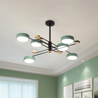 6 Lights Nordic Chandelier Gold Grey White Wood Lamp - Rebooters