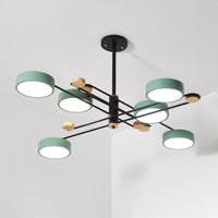 6 Lights Nordic Chandelier Gold Grey White Wood Lamp - Rebooters