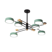 6 Lights Nordic Chandelier Gold Grey White Wood Lamp - Rebooters