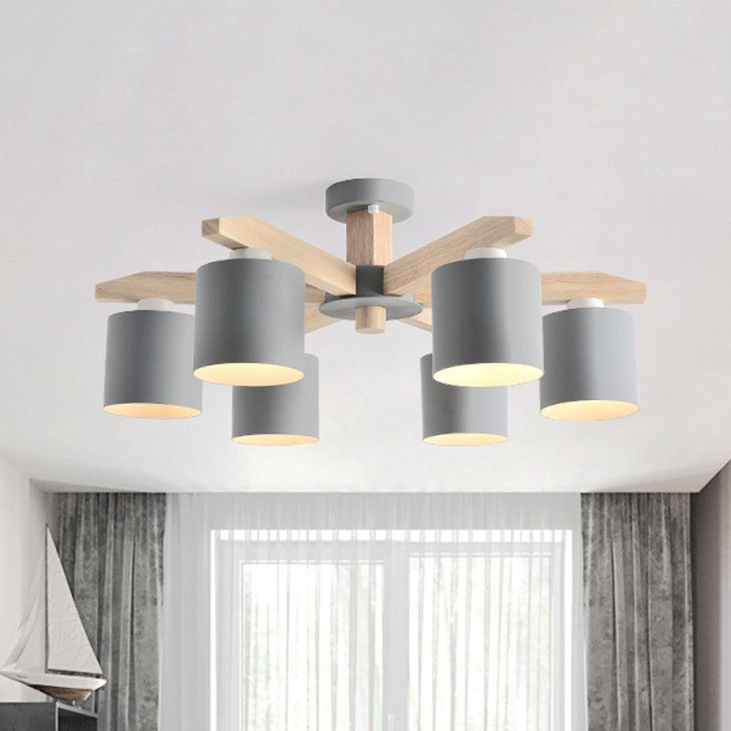 Cylindrical Metal Ceiling Chandelier Nordic 6-Head Lighting - Rebooters