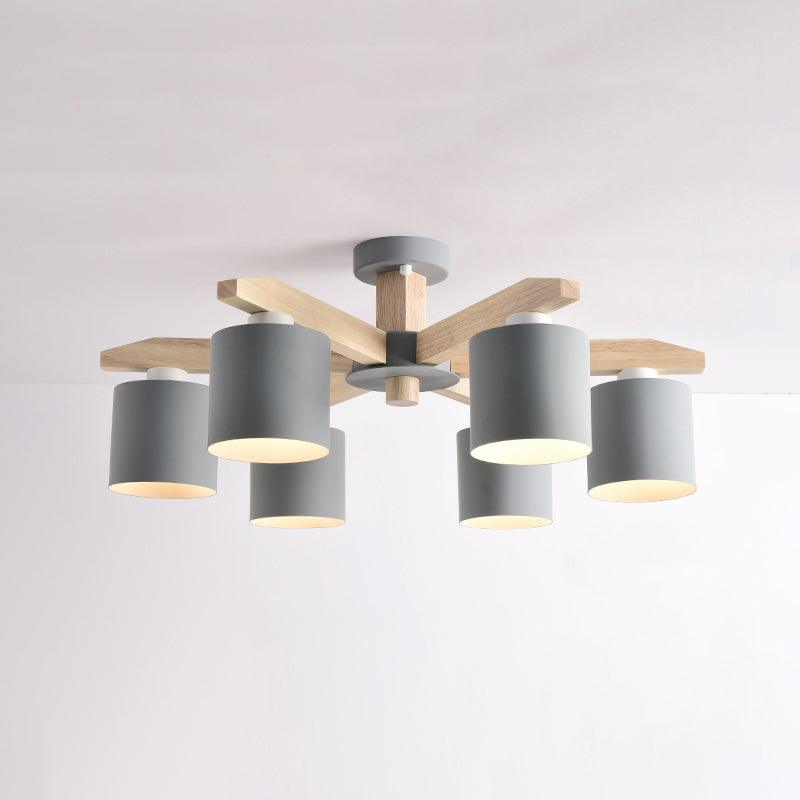 Cylindrical Metal Ceiling Chandelier Nordic 6-Head Lighting - Rebooters