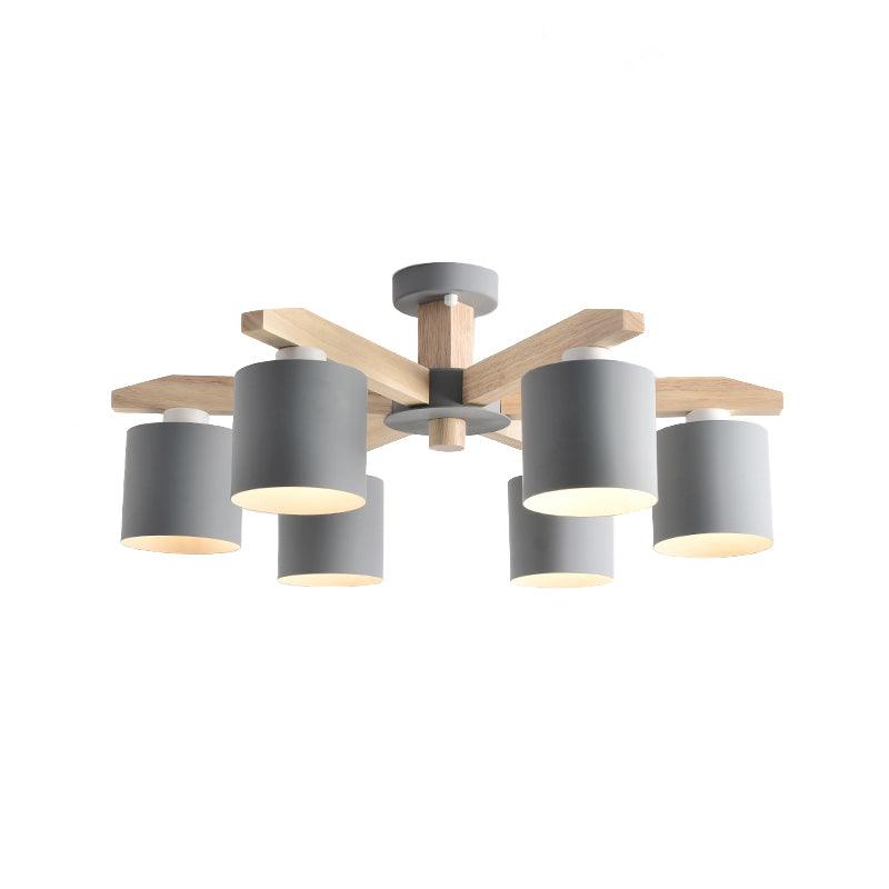 Cylindrical Metal Ceiling Chandelier Nordic 6-Head Lighting - Rebooters