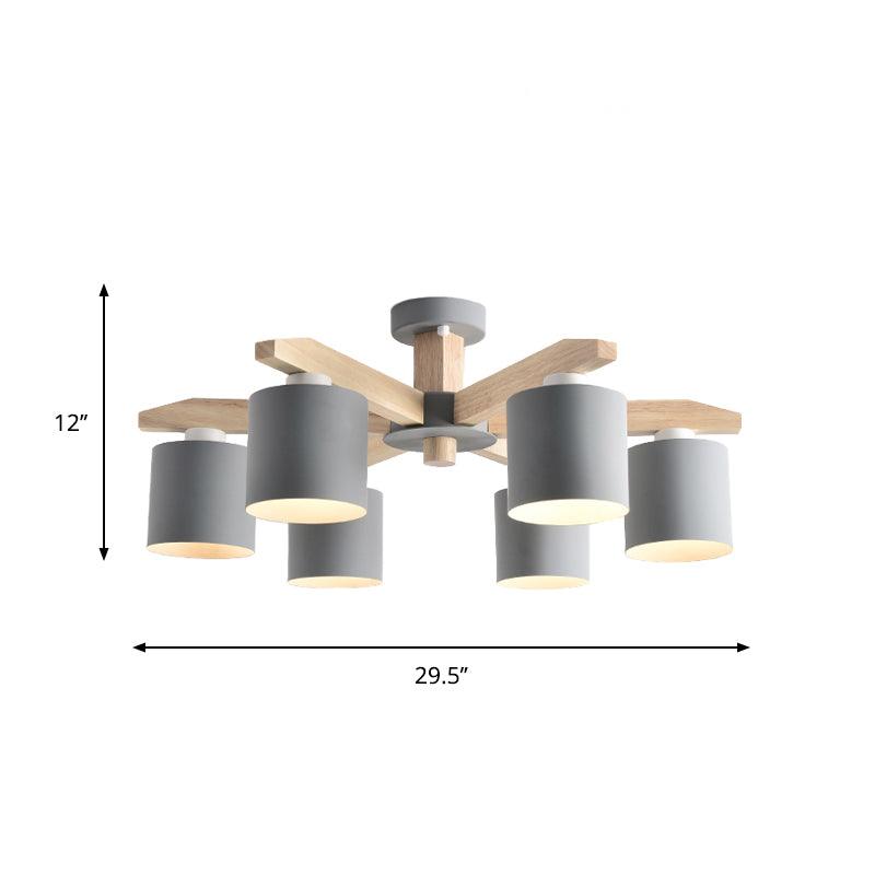 Cylindrical Metal Ceiling Chandelier Nordic 6-Head Lighting - Rebooters