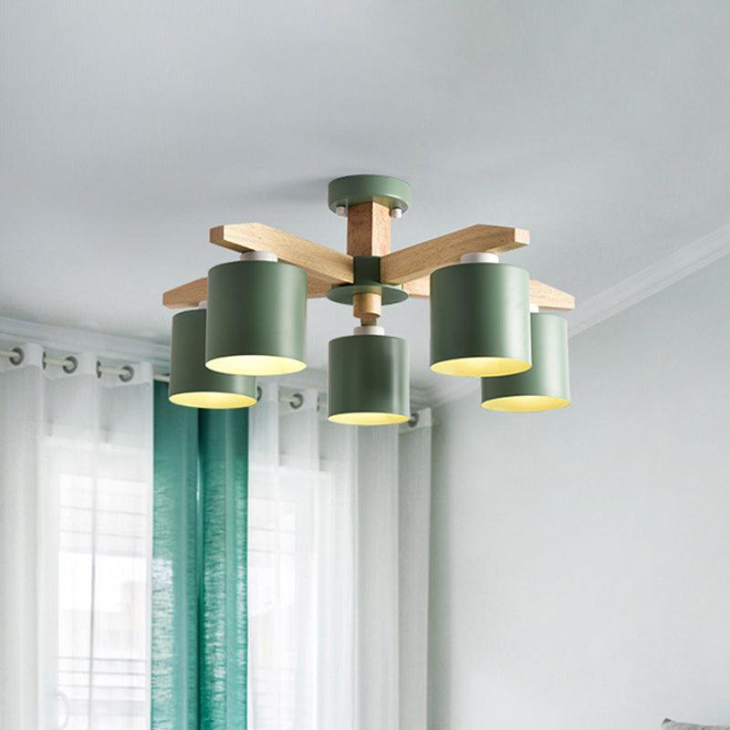 Cylindrical Metal Ceiling Chandelier Nordic 6-Head Lighting - Rebooters