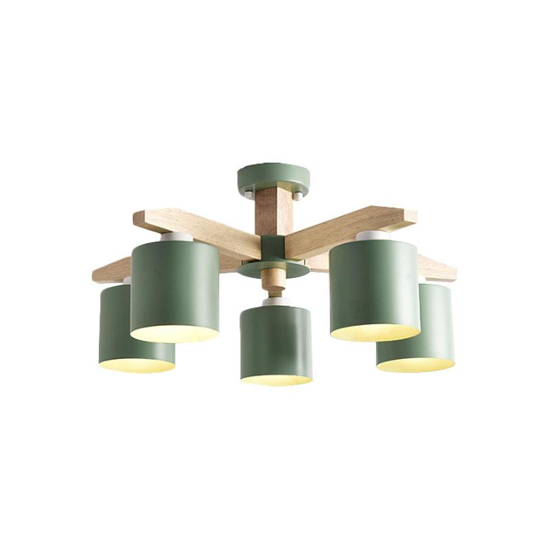 Cylindrical Metal Ceiling Chandelier Nordic 6-Head Lighting - Rebooters