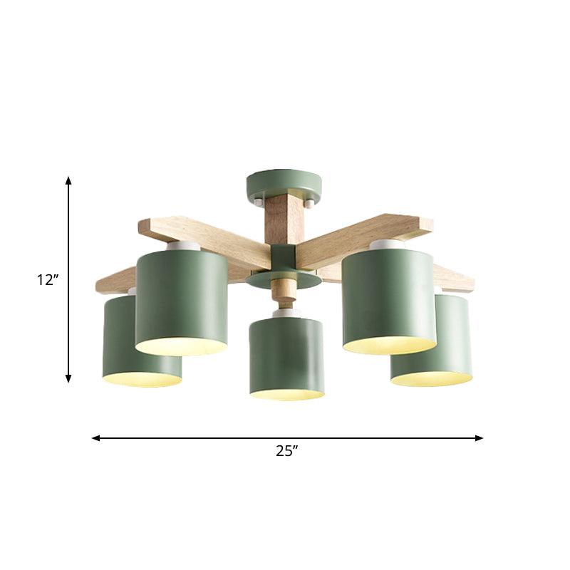 Cylindrical Metal Ceiling Chandelier Nordic 6-Head Lighting - Rebooters
