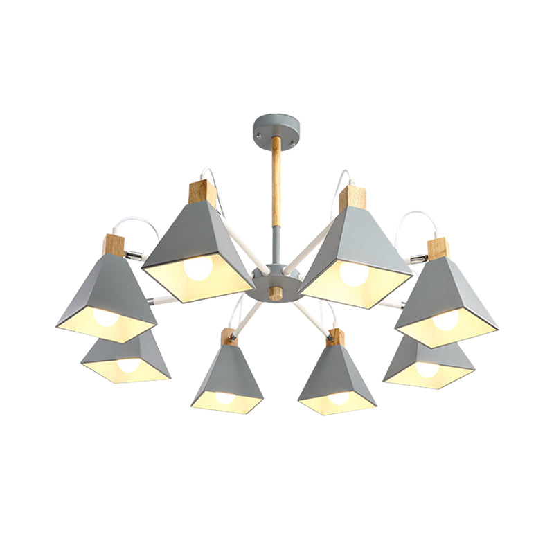 Triangle Living Room Hanging Metal 8 Lights Pendant Fixture - Rebooters