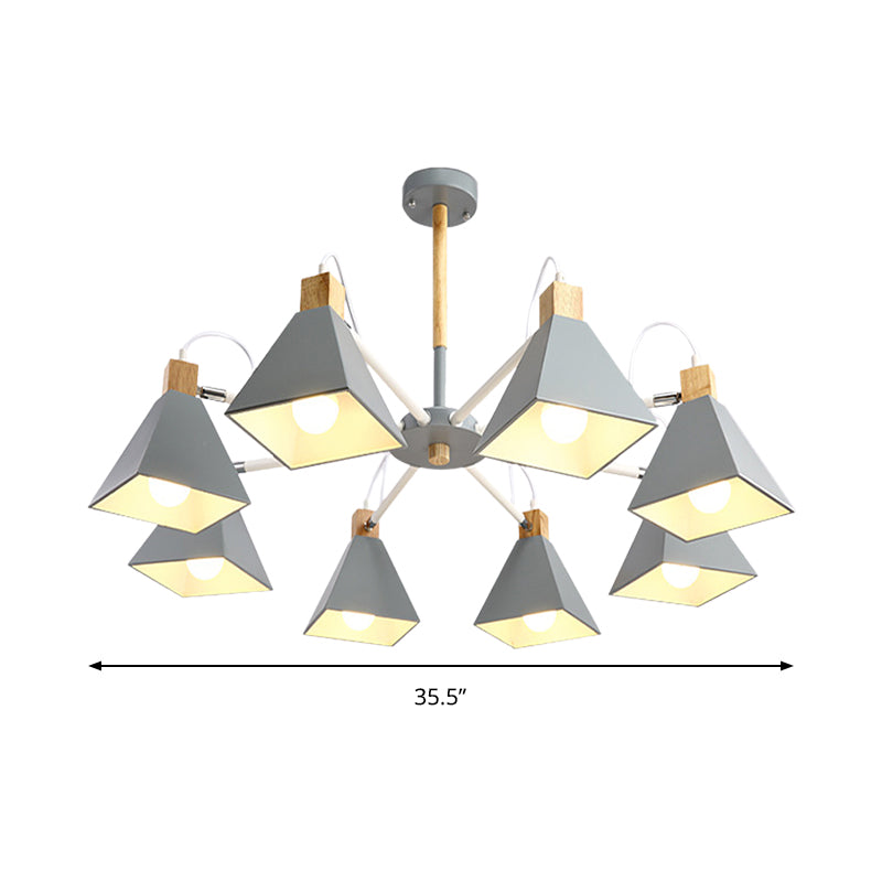 Triangle Living Room Hanging Metal 8 Lights Pendant Fixture - Rebooters