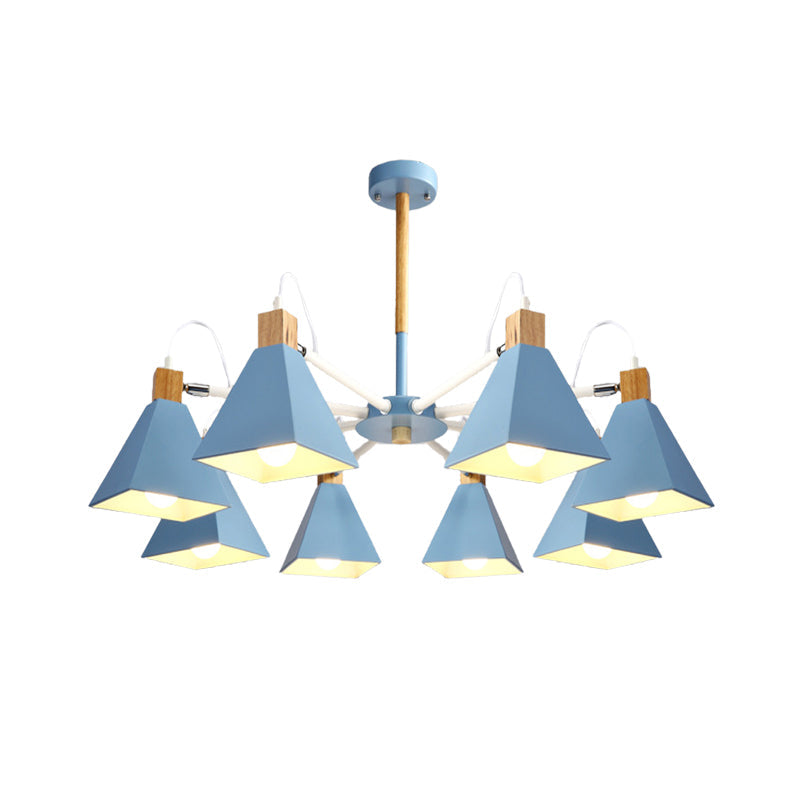 Triangle Living Room Hanging Metal 8 Lights Pendant Fixture - Rebooters