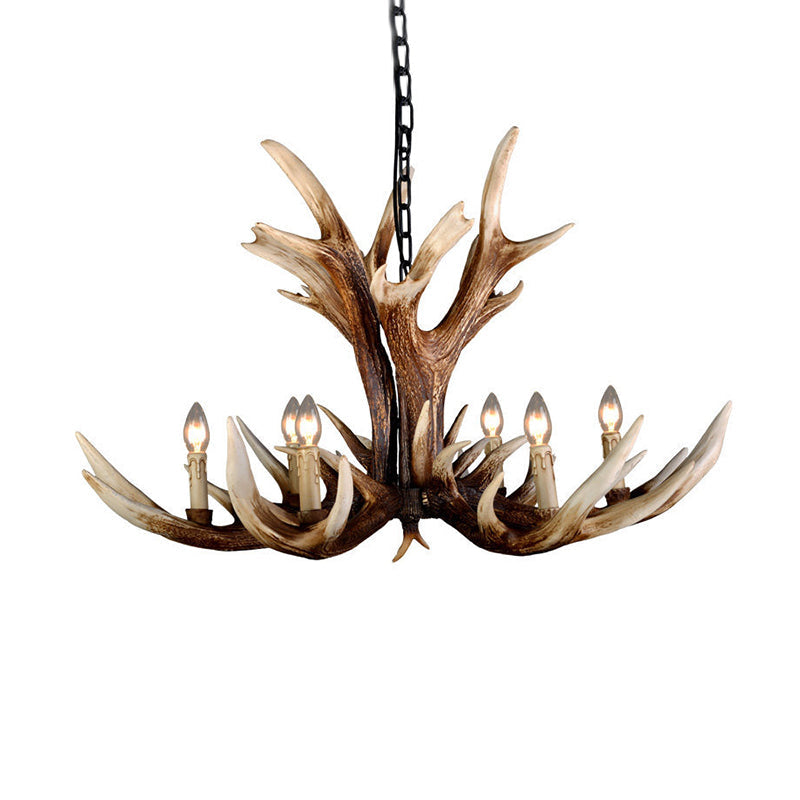 Farmhouse Artificial Antler Chandelier 6/8 Lights Brown Lamp - Rebooters