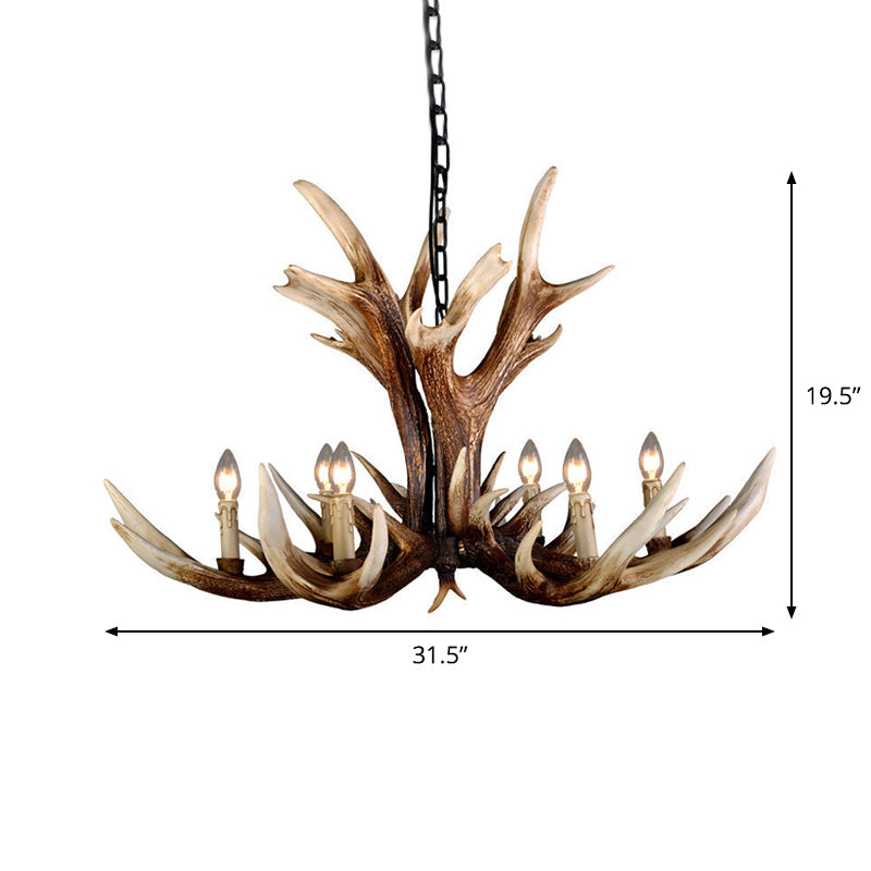 Farmhouse Artificial Antler Chandelier 6/8 Lights Brown Lamp - Rebooters