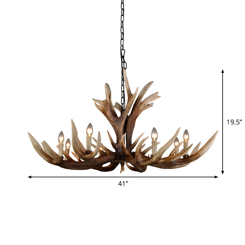 Farmhouse Artificial Antler Chandelier 6/8 Lights Brown Lamp - Rebooters