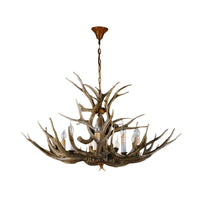 8 Bulbs Resin Pendant Lighting Rural Brown Faux Antler Chandelier - Rebooters
