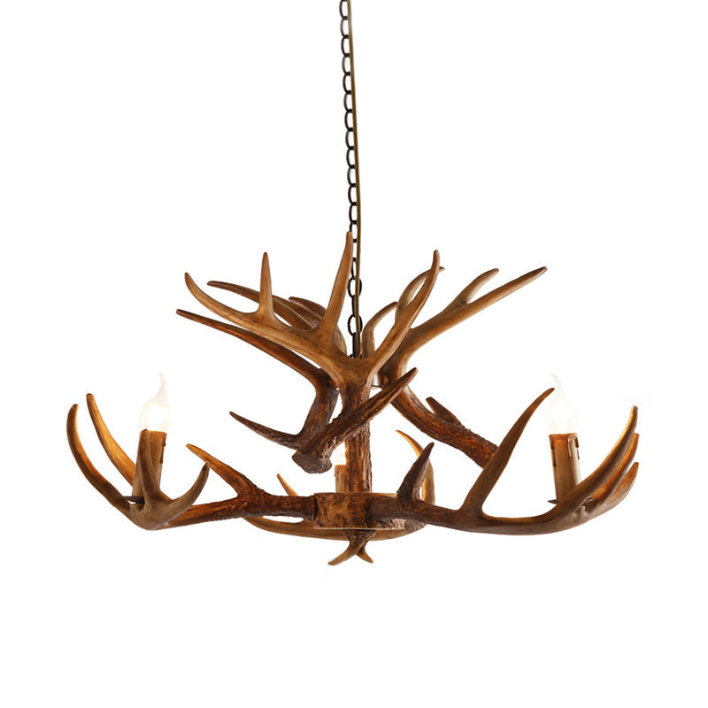 2-Layered Antler Resin Chandelier Rustic 3/6/8 Lights Fixture - Rebooters