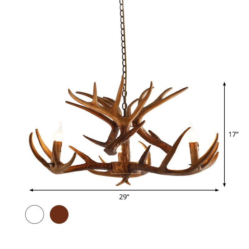 2-Layered Antler Resin Chandelier Rustic 3/6/8 Lights Fixture - Rebooters