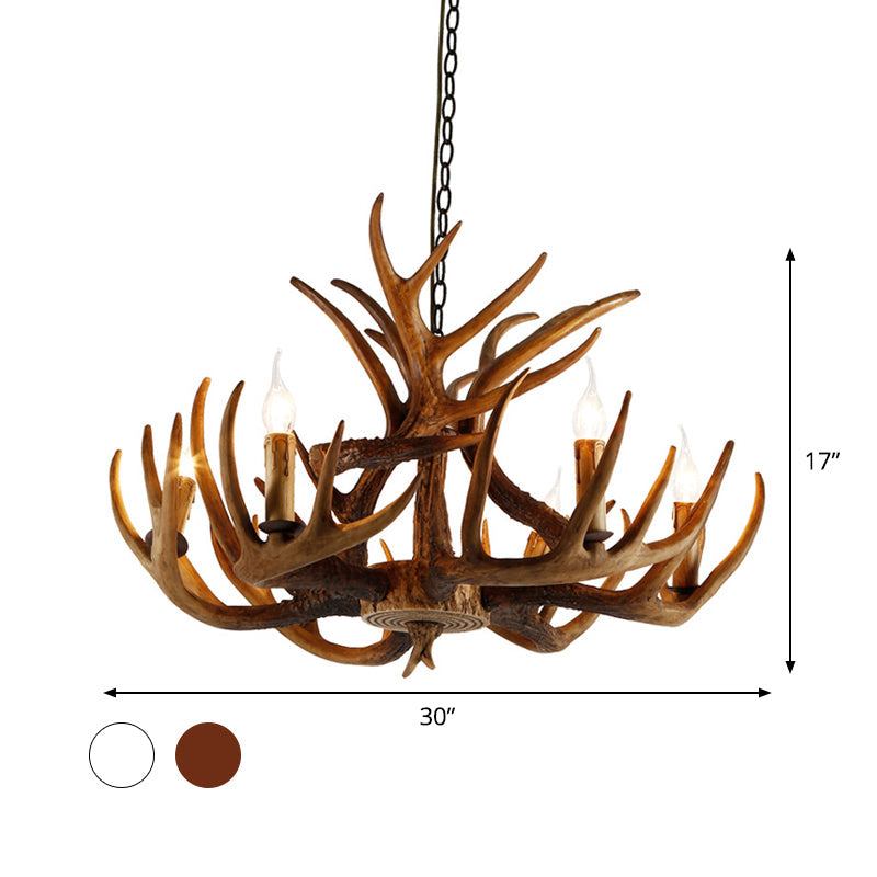 2-Layered Antler Resin Chandelier Rustic 3/6/8 Lights Fixture - Rebooters