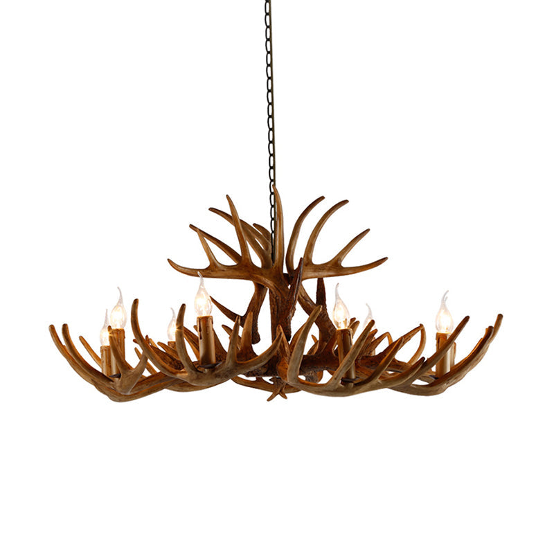 2-Layered Antler Resin Chandelier Rustic 3/6/8 Lights Fixture - Rebooters