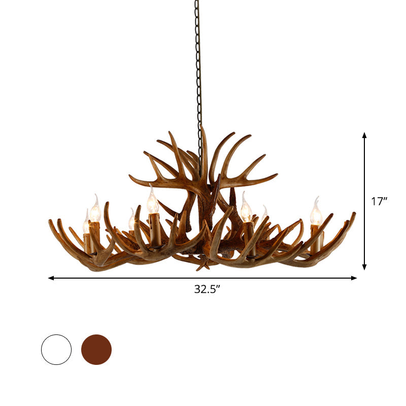 2-Layered Antler Resin Chandelier Rustic 3/6/8 Lights Fixture - Rebooters