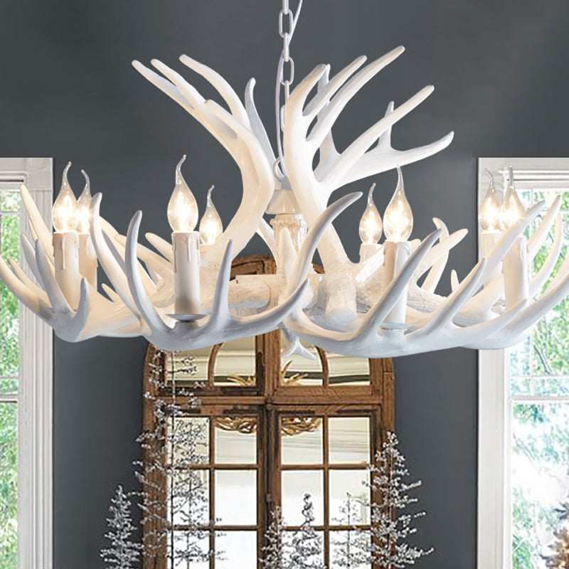 2-Layered Antler Resin Chandelier Rustic 3/6/8 Lights Fixture - Rebooters