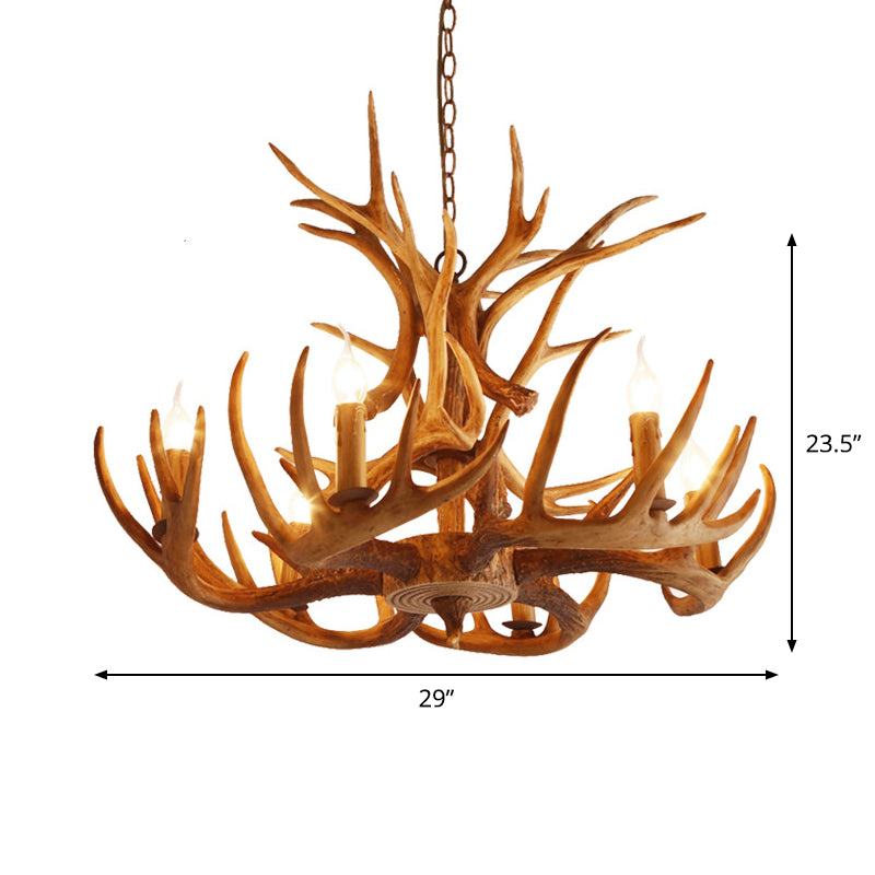 Resin Faux Antler Ceiling Chandelier Countryside Kitchen Lamp - Rebooters