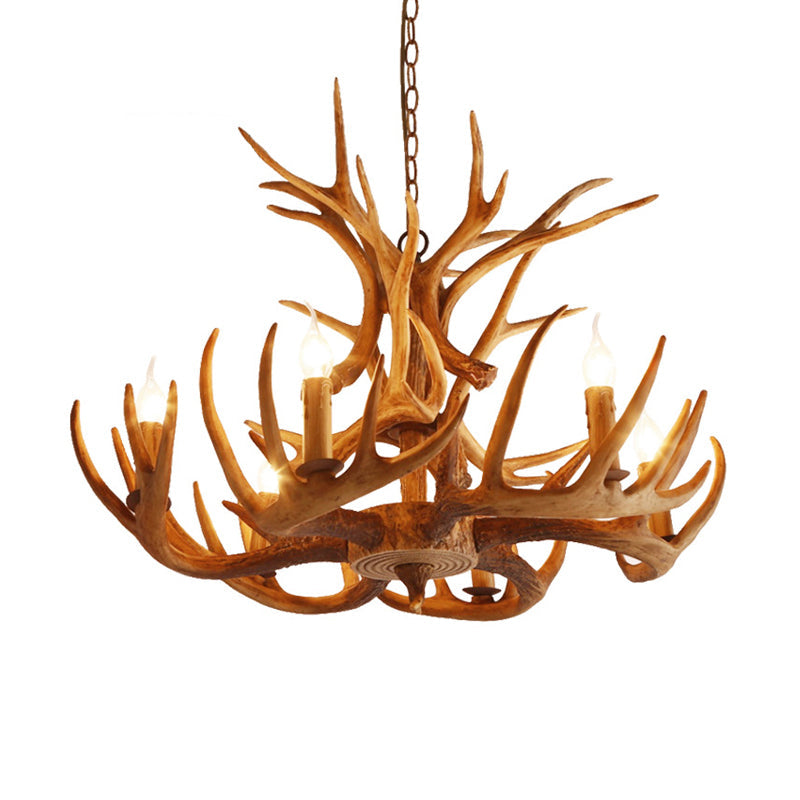 Resin Faux Antler Ceiling Chandelier Countryside Kitchen Lamp - Rebooters