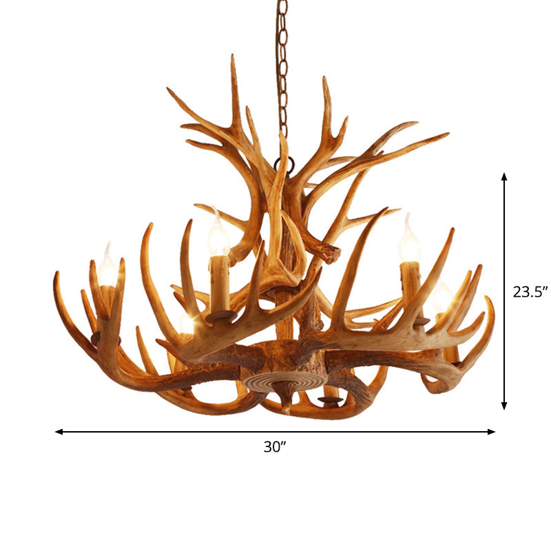 Resin Faux Antler Ceiling Chandelier Countryside Kitchen Lamp - Rebooters