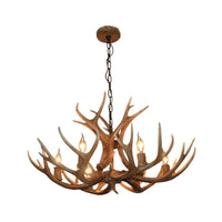 6-Bulb Antler Candelabra Chandelier Brown Resin Lamp - Rebooters