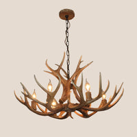 6-Bulb Antler Candelabra Chandelier Brown Resin Lamp - Rebooters