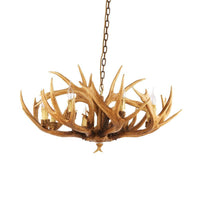 Antler Restaurant Chandelier Country Resin 6/8 Bulbs Brown Finish - Rebooters