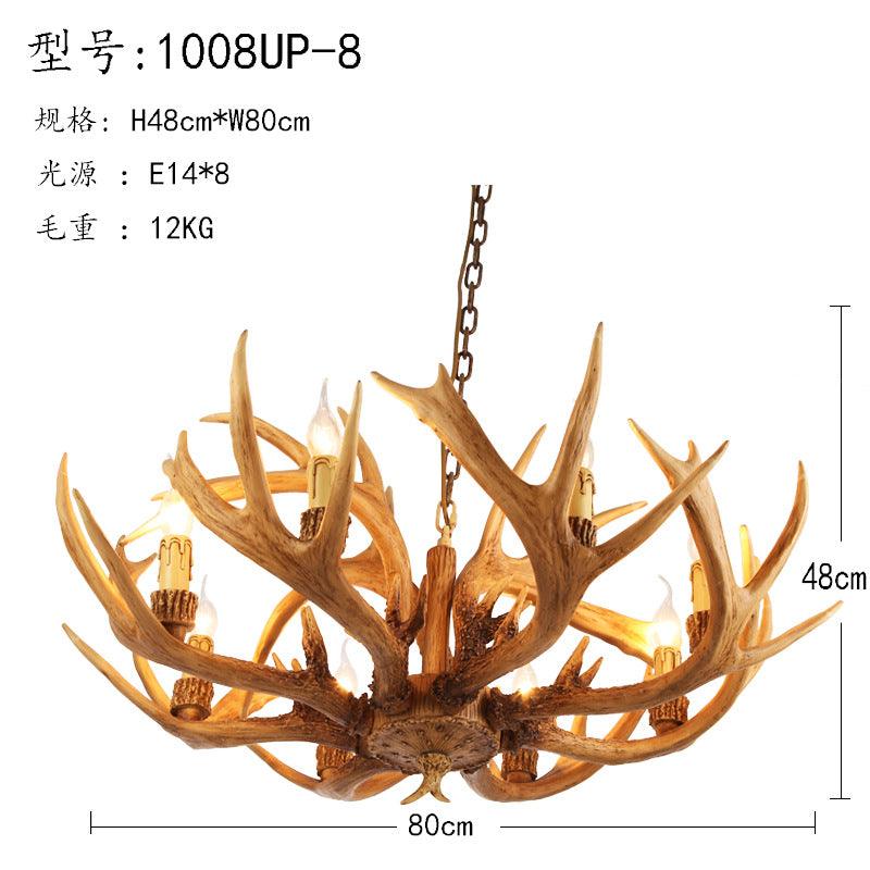 Antler Restaurant Chandelier Country Resin 6/8 Bulbs Brown Finish - Rebooters