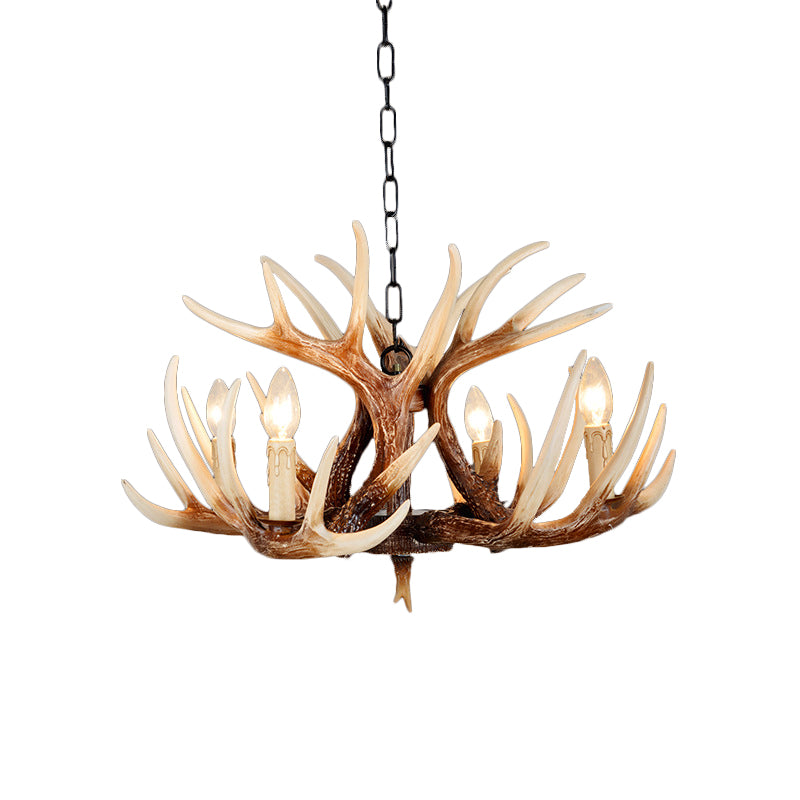 Resin Brown Chandelier Antler Fade-Look Rustic Pendant Light - Rebooters