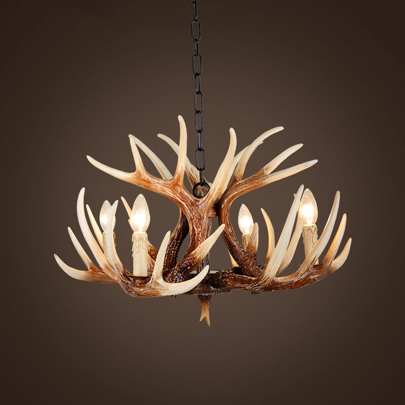 Resin Brown Chandelier Antler Fade-Look Rustic Pendant Light - Rebooters