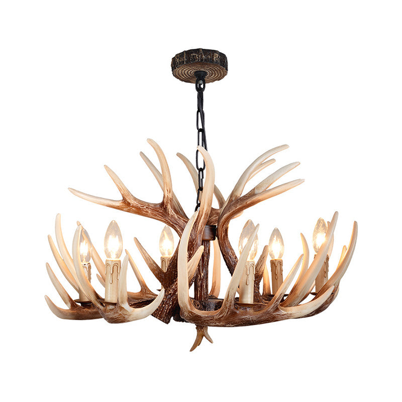 Resin Brown Chandelier Antler Fade-Look Rustic Pendant Light - Rebooters