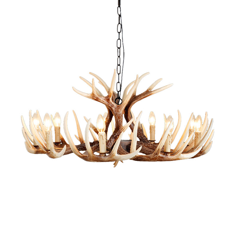 Resin Brown Chandelier Antler Fade-Look Rustic Pendant Light - Rebooters