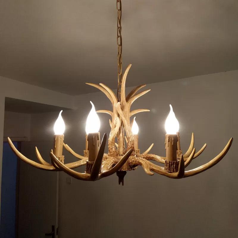 6/8/12 Bulbs Chandelier Lodge Antler Resin Ceiling Lamp - Rebooters