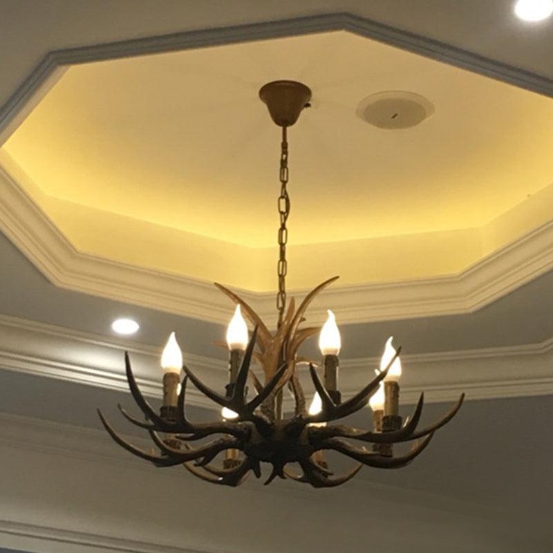 6/8/12 Bulbs Chandelier Lodge Antler Resin Ceiling Lamp - Rebooters
