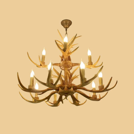 6/8/12 Bulbs Chandelier Lodge Antler Resin Ceiling Lamp - Rebooters