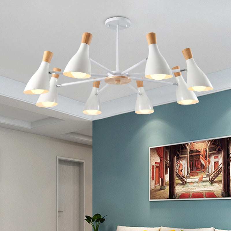 Simple Style Conical Shade Hanging Ceiling Lamp 8 Bulbs - Rebooters