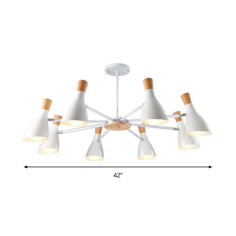 Simple Style Conical Shade Hanging Ceiling Lamp 8 Bulbs - Rebooters