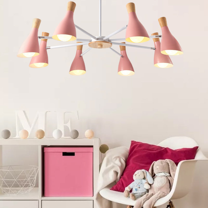 Simple Style Conical Shade Hanging Ceiling Lamp 8 Bulbs - Rebooters