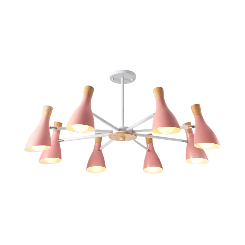 Simple Style Conical Shade Hanging Ceiling Lamp 8 Bulbs - Rebooters