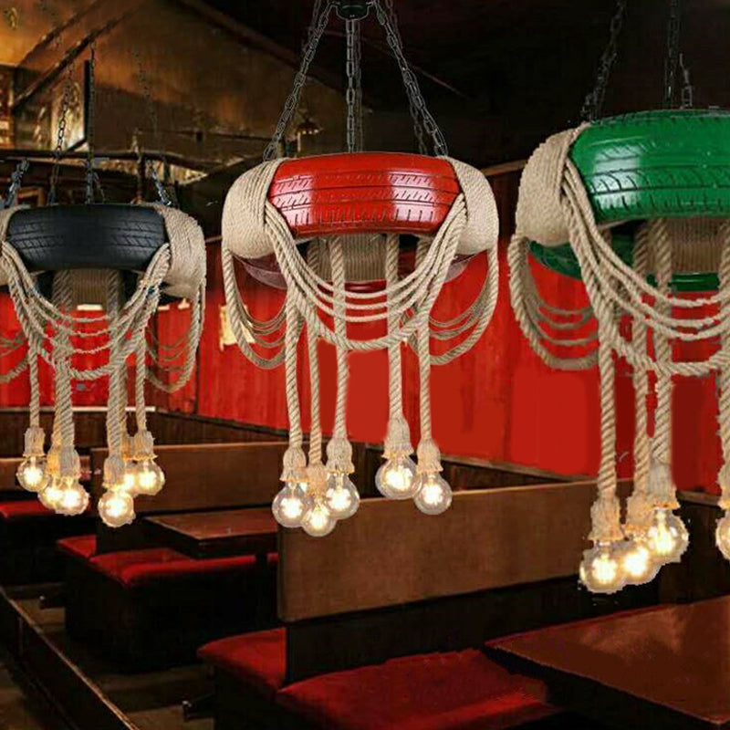 Red/Blue/Yellow Tire Hanging Lamp Kit 6-Head Chandelier - Rebooters