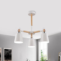 Bedroom Tapered Shade Hanging Ceiling Lamp Iron and Wood - Rebooters