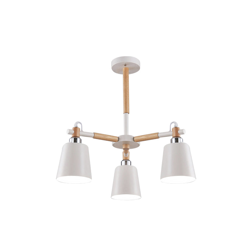 Bedroom Tapered Shade Hanging Ceiling Lamp Iron and Wood - Rebooters